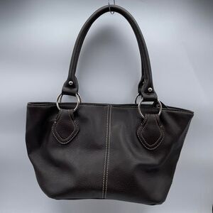 Cato Chocolate Brown & Silver Leather Shoulder Bag Purse Y2K Slouchy Minimalist